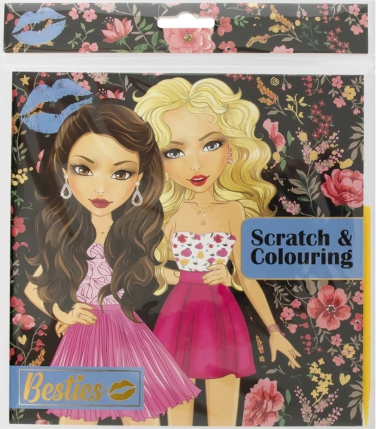 Livre à gratter et à colorier Besties pour filles, 20 × 20 cm
