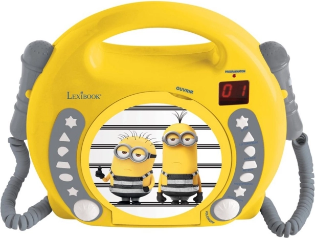 Lecteur CD portable avec 2 microphones Minions – karaoké pour enfants