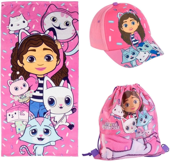 Coffret cadeau : serviette de plage, casquette à visière et sac Gabby's Dollhouse