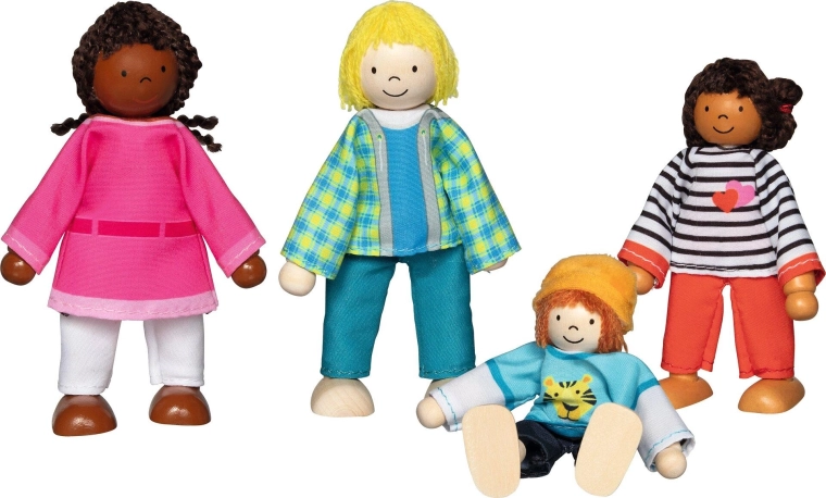 Goki figurines flexibles en bois – famille interculturelle