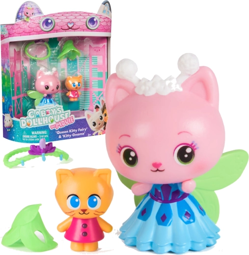 GABBY’S DOLLHOUSE film – set de figurines Reine Kitty Fairy et Kitty Gnome avec accessoires