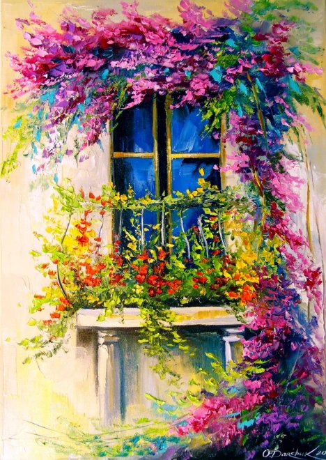 Puzzle balcon fleuri 1000 pièces