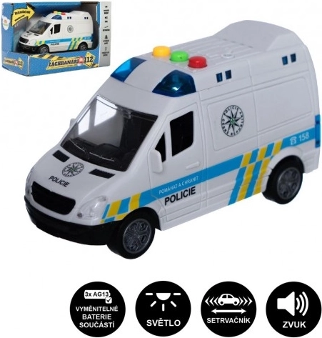 Fourgon de police à friction avec lumière et son, 15 cm