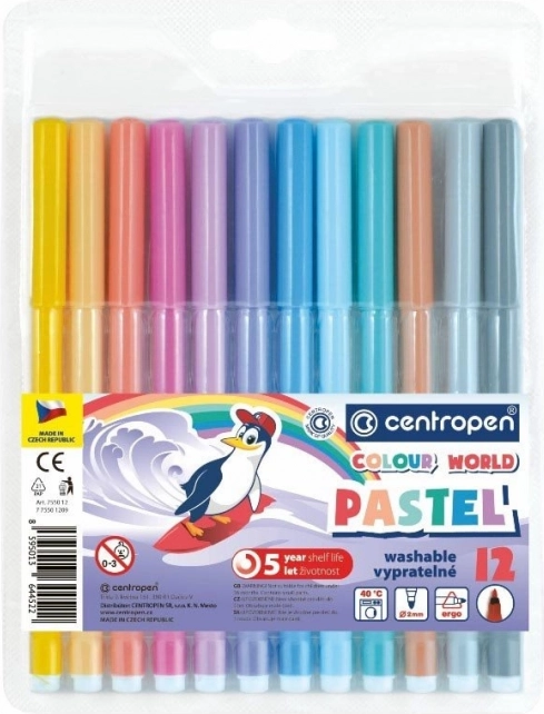 Feutres pastels CENTROPEN, 12 couleurs – pastel