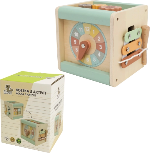 Babu petite boîte en bois multifonction avec 5 activités