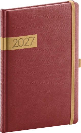 Agenda hebdomadaire Notique Twill 2027 bordeaux-doré 15 × 21 cm