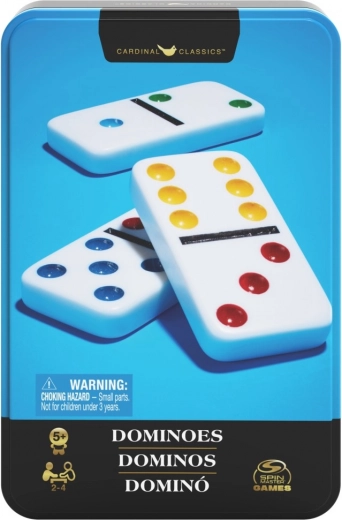 Dominos dans une boîte métallique