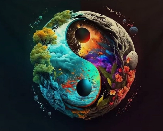 Peinture diamant Yin et Yang Terre 30 × 40 cm