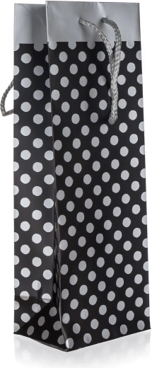 Sac cadeau pour bouteille avec pois argentés 12 × 35 × 9 cm