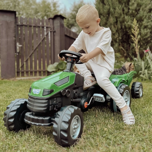 Woopie tracteur à pédales Farmer GoTrac Maxi avec remorque et roues silencieuses