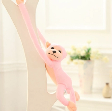 Singe en peluche avec son rose 60 cm