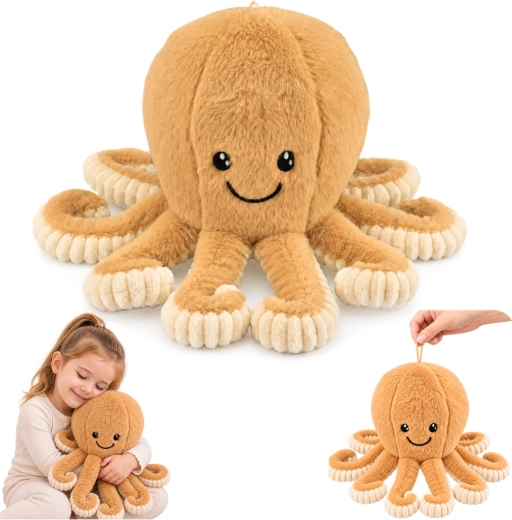 Pieuvre en peluche – doudou avec tentacules élastiques beige 50 cm - 1 pièce