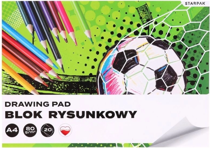 Bloc de dessin football A4, 20 feuilles