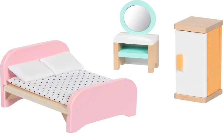 Mobilier en bois pour maison de poupées Copenhagen, chambre à coucher - 6 pièces