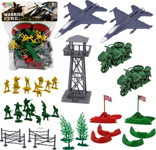 Ensemble militaire de soldats avec véhicules et accessoires, 72 pièces