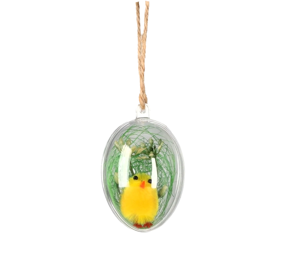 Poussins de Pâques suspendus dans une boule en plastique 4,5 × 6 cm, lot de 12 pièces
