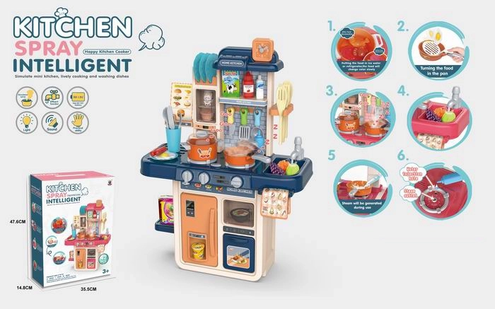 Cuisine pour enfants 63 cm bleue, 42 pièces
