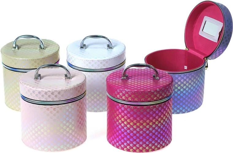 ADAR trousse de toilette enfant avec miroir intégré, fermeture zippée, taille M, brillance métallique - 1 pièce