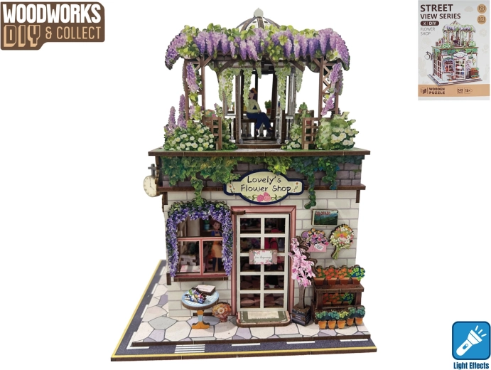 Woodworks maquette en bois de fleuristerie avec lumière (243 pièces)