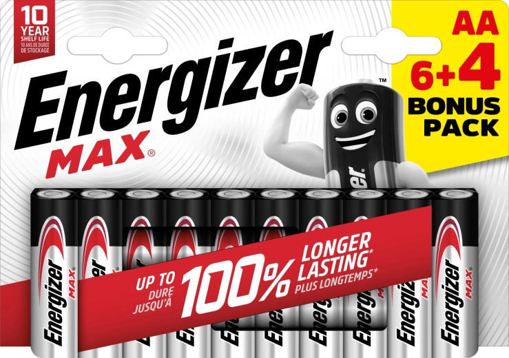Energizer Max AA piles alcalines 10 pcs (6+4)