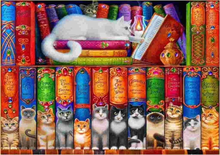 Puzzle Bibliothèque de chats 1000 pièces BLUEBIRD