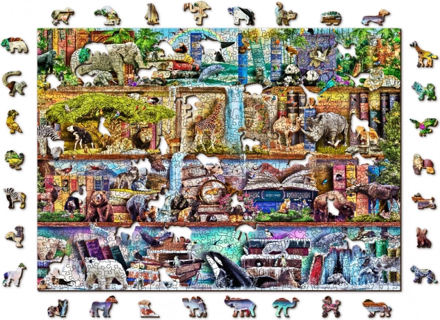 WOODEN CITY Puzzle en bois Royaume animal étonnant 2-en-1, 1010 pièces ÉCO
