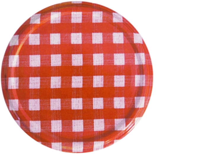Couvercle pour bocaux de conservation 66 mm avec petits cœurs – carreaux rouge et blanc