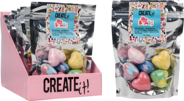 Bombes de bain effervescentes en forme de cœur, 7 pcs