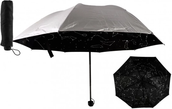 Parapluie pliant avec constellations, argenté, 25 cm
