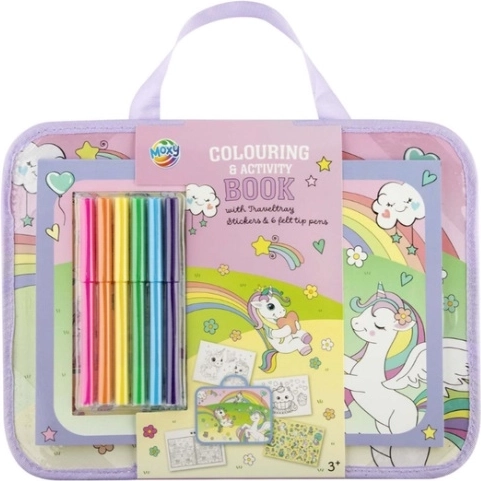 CCG cahier de coloriage avec activités et autocollants dans une trousse de voyage (6 feutres)