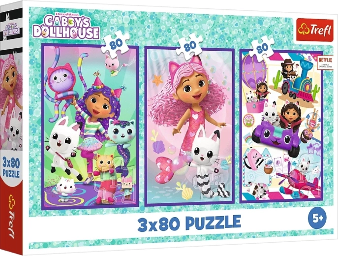 Puzzle 3×80 – journées colorées de GABBY (La Maison féline de Gabby)