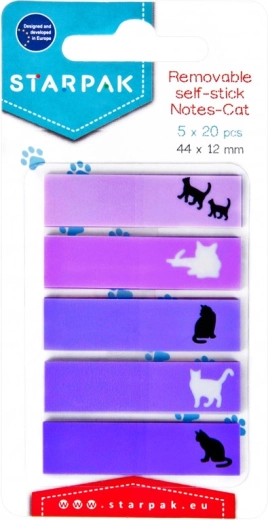 Marque-pages index avec chat 4,4 × 1,2 cm (5 motifs) - 1 paquet