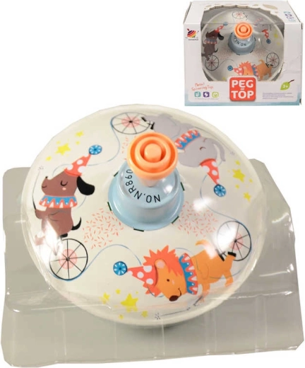 Toupie métallique pour enfants avec animaux, 11 cm