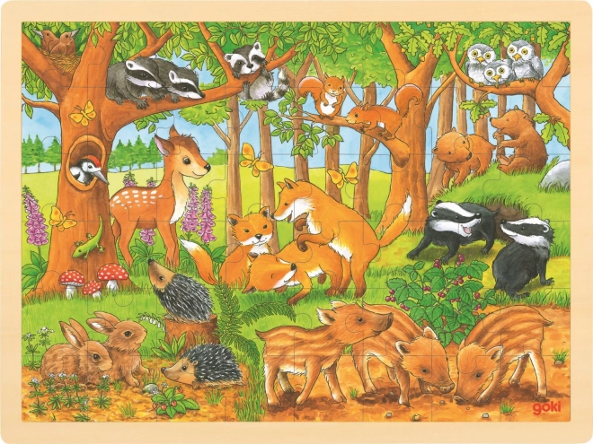 Goki puzzle en bois bébés animaux de la forêt 48 pièces