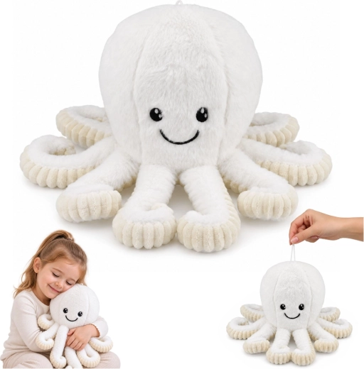 Poulpe en peluche avec tentacules élastiques blanc 50 cm