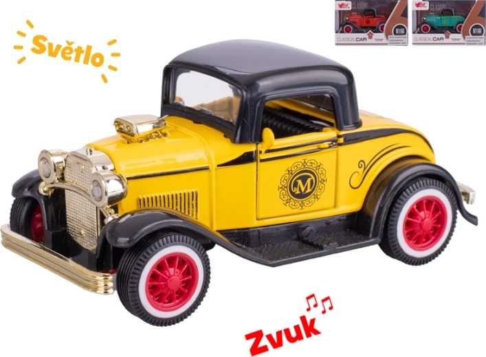 Modèle de voiture en métal oldtimer 1:36 avec lumières et sons