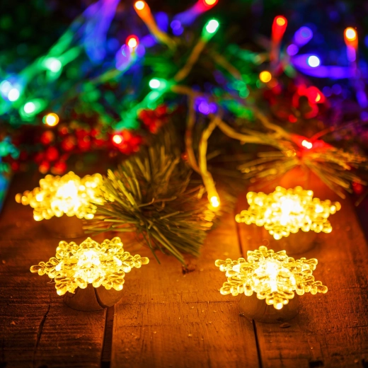 Décoration LED cristal de glace à piles, 4 pièces