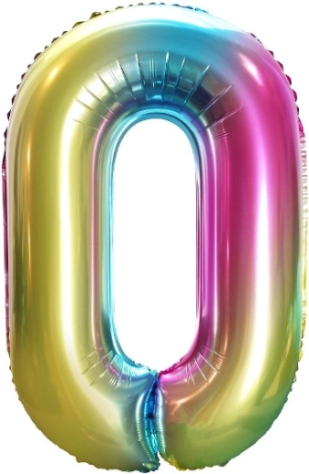 Ballon en aluminium chiffre 0 arc-en-ciel 85 cm