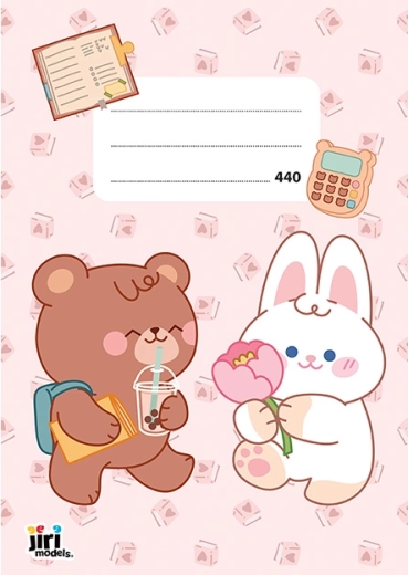 Cahier scolaire A4 440 à motif animaux, sans lignes, 40 feuilles