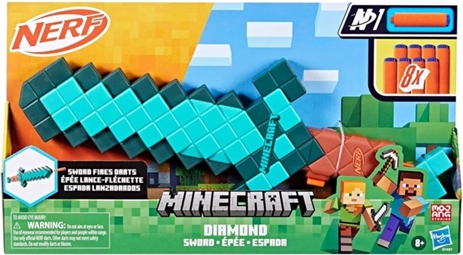 Épée en mousse Nerf Minecraft Diamond Sword avec fléchettes en mousse - 1 pièce