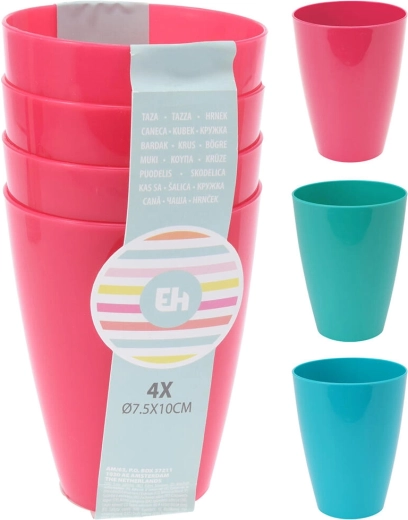 Gobelet en plastique, assortiment de couleurs, 4 pcs