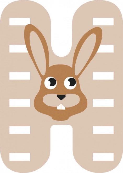 Lettre en bois H avec lapin