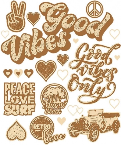 Transferts thermocollants rétro – grande planche 20 × 30 cm