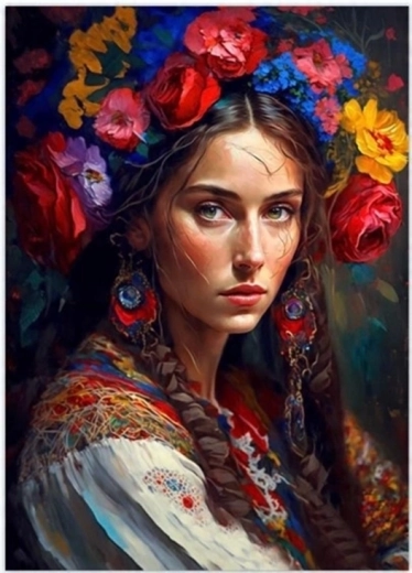 Norimpex Peinture par numéros Portrait d’une femme slave 40 × 50 cm
