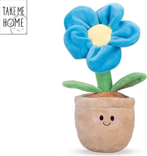 Fleur en peluche en pot Take Me Home bleue 30 cm