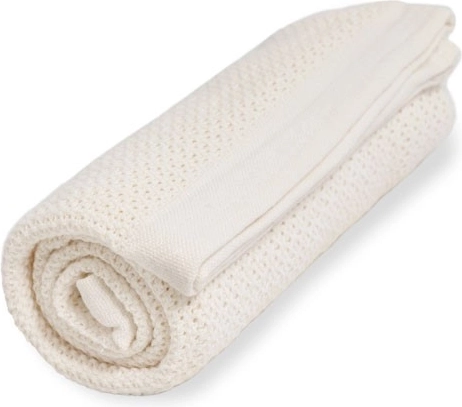 Vinter & Bloom couverture en coton biologique Soft Grid Pearl White