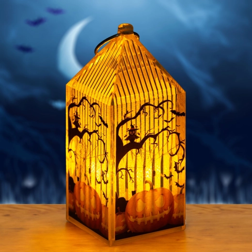 Lanterne LED d’Halloween avec motif de citrouille