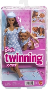 Barbie Twinning Looks, poupée et chien avec accessoires