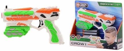 Pistolet Tack Pro Crow I avec 6 fléchettes souples, 18 cm - 1 pièce