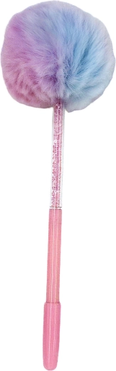 Stylo à bille avec pompon décoratif 17 cm - 1 pièce